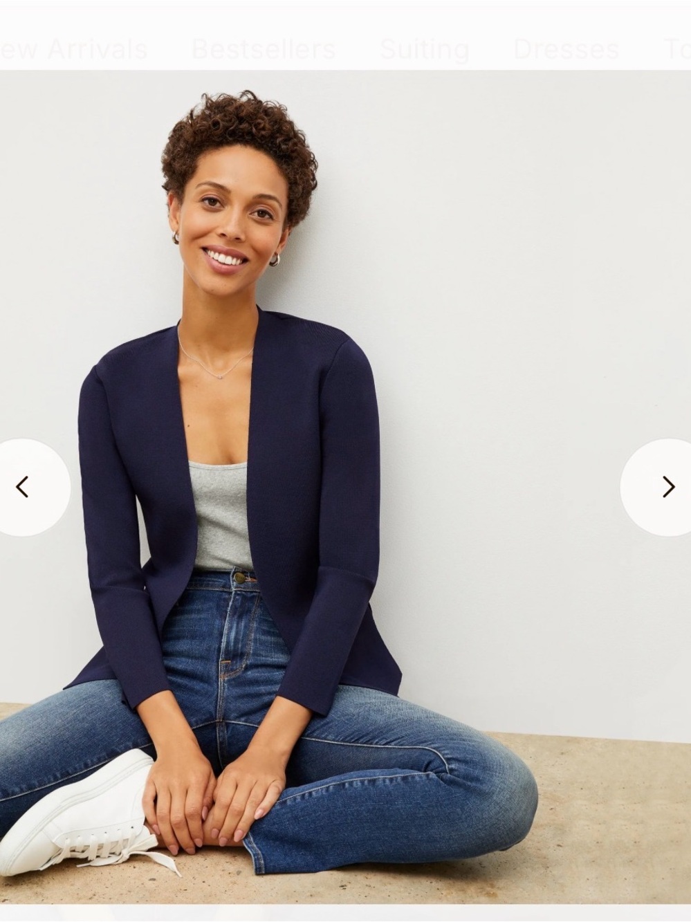 MM. LaFleur Navy Open-Front Cardigan Blazer